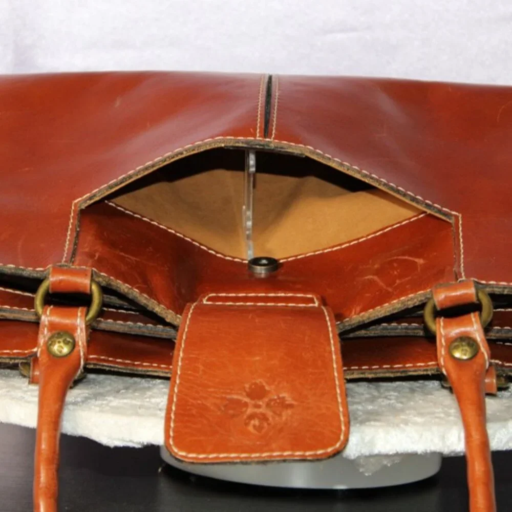 Patricia Nash Tooled Leather Satchel in Cognac Brown